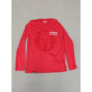Spartan Race Shirt Mens Medium Red Long‎ Sleeve Volunteer OCR Tee 100% Polyester